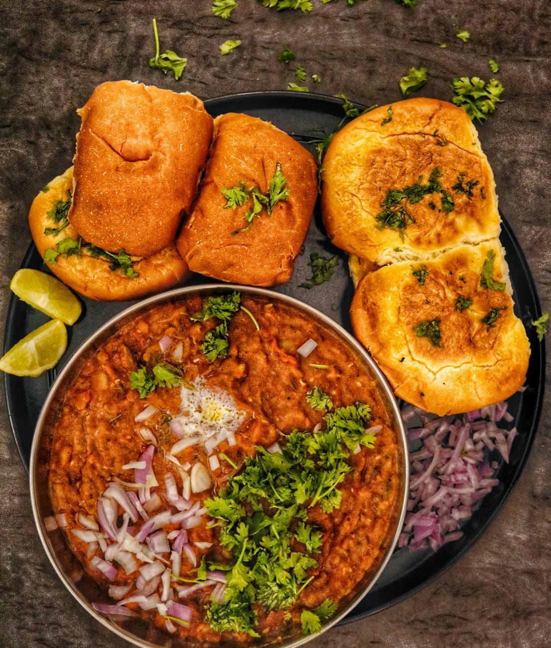 pav bhaji dish on a bowl